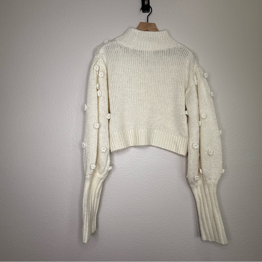 FARM Rio Cowl Neck Sweater with Flower Details in off white, size S - Picture 5 of 9